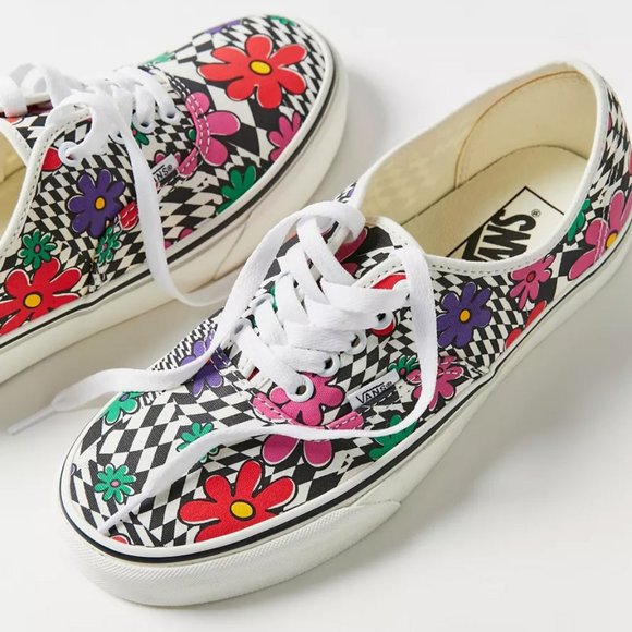 NEW Vans Authentic Checkerboard Flower Floral Printed Marshmallow Sneakers 6.5 - Picture 8 of 8